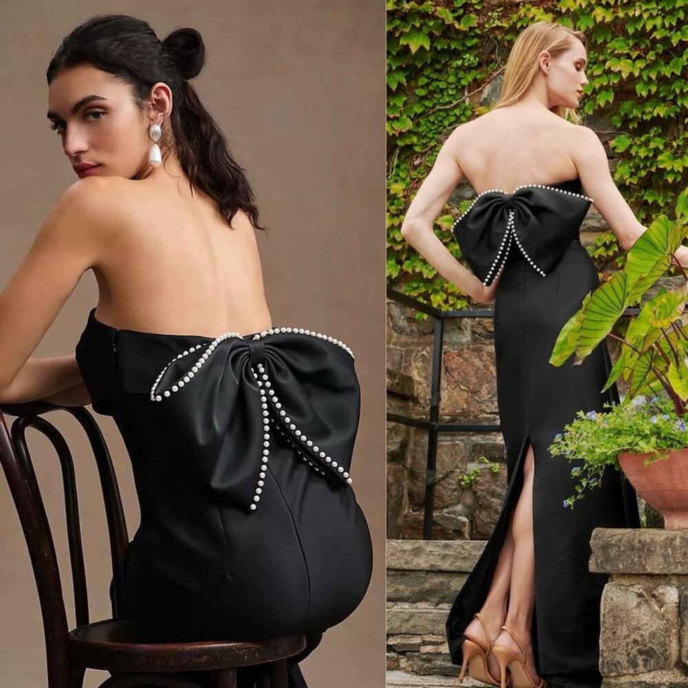 Sachin & Babi Keira Bow Column Gown black pearl Size 6